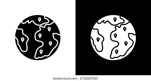 Icono de Mercados Emergentes lleno en blanco y negro.