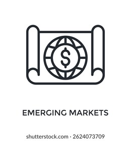 Estilo De Contorno Do Ícone De Mercados Emergentes. Ilustração De Vetor Para Design Gráfico