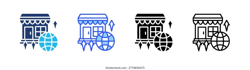 Emerging Markets Multiple Style Icon Set Collection Pack Web Banner Vector