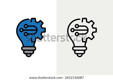 Emerging technology icons with Connected gear and bulb concept. Suitable for automotive industry websites, social media posts, and technology-related designs. vector graphic