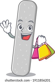 emery boards wealthy cartoon character concept with shopping bags. Vector illustration