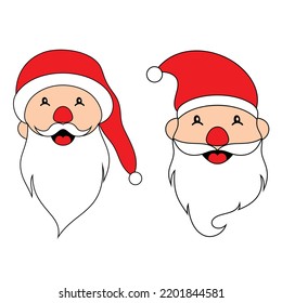 cada cabeza navideña del diseño de ilustración vectorial de Santa. 