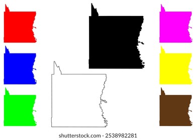 Emery County, State of Utah (Condado de Emery, Estados Unidos da América, EUA, EUA) mapa ilustração vetorial, esboço de rabisco Mapa de Emery