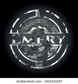 Emery on grey camouflage texture