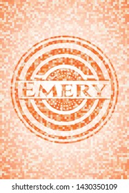 Emery orange mosaic emblem. Vector Illustration. Detailed.