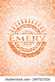 Emblema de mosaico naranja esmerado. Ilustración vectorial. Detallado.