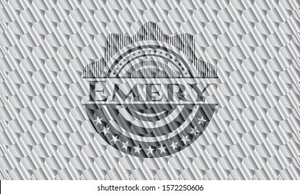 Emery silver emblem. Scales pattern. Vector Illustration. Detailed.
