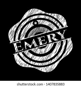 Emery written on a chalkboard. Vector Illustration. Detailed.