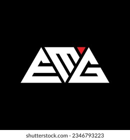 EMG Triangle Buchstaben Logo Design mit Dreieck Form. EMG Dreieck Logo Design Monogramm. EMG Dreieck-Vektorlogo-Vorlage mit roter Farbe. EMG Dreieckslogo Einfach, elegant und luxuriös.