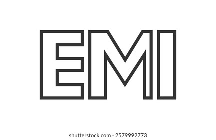 EMI logo design template with strong and modern bold text. Initial based vector logotype featuring simple and minimal typography. Trendy company identity ideal for businesses brand presence.