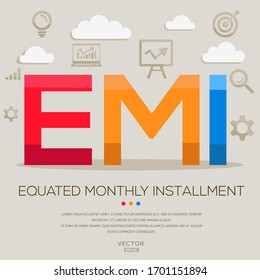  emi mean (equated monthly installment) ,letters and icons,Vector illustration.