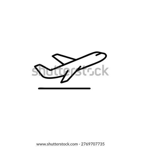 Emigration airplane departure icon, airplane takeoff for emigration black and white vector
