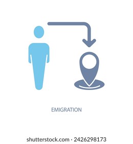 icono de línea de concepto de emigración. Ilustración de elemento simple. concepto de emigración diseño de símbolo de esquema.
