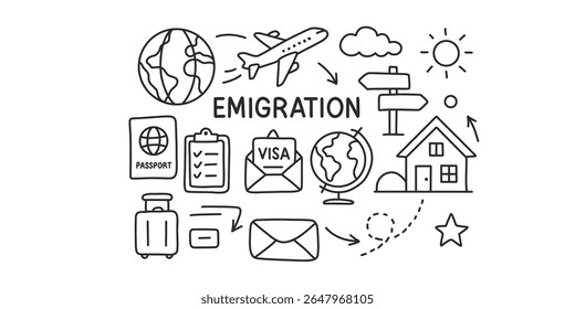 emigração e mudança para o exterior ilustração vetorial