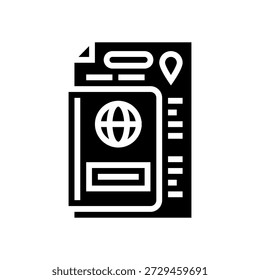 Vetor de ícone de glifo de documento de aviso de emigração. sinal de documento de aviso de emigração. ilustração de símbolo isolado