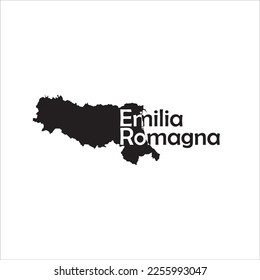 Emilia Romagna map and black lettering design on white background