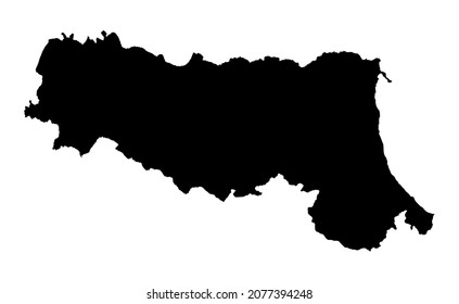 Emilia Romagna vector map silhouette illustration isolated on white background. Italy territory map. Italian  region with borders.