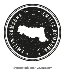 Emilia-Romagna, Italy Silhouette Postal Passport. Stamp Round Vector Icon Map. Design Travel Postmark. 