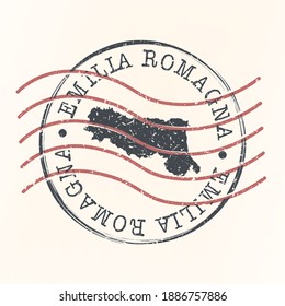 Emilia-Romagna, Italy Stamp Postal. Map Silhouette Seal. Passport Round Design. Vector Icon. Design Retro Travel.
