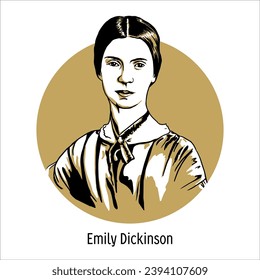 Emily Dickinson is an American poet. Vector illustration is hand drawn