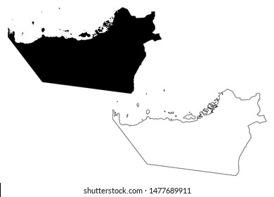 Emirate of Abu Dhabi (Emirates of the United Arab Emirates, UAE) map vector illustration, scribble sketch Abu Dhabi map

