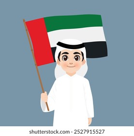 Emirate character holding flag of UAE