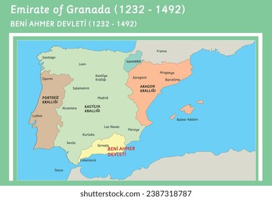 emirate of granada map vector