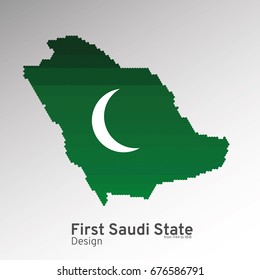 Emirate of Ha'il. First Saudi State map and flag. Vector pentagon illustration.