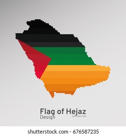  Emirate of Ha'il. Hejaz map and flag. Vector pentagon illustration.