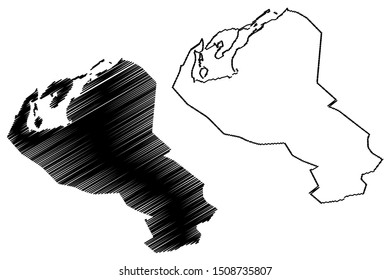 Emirate of Umm Al Quwain (Emirates of the United Arab Emirates, UAE) map vector illustration, scribble sketch Umm Al Quwain (UAQ) map