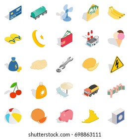 Emirates icons set. Isometric set of 25 emirates vector icons for web isolated on white background
