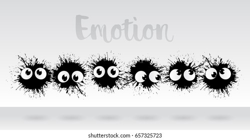 Emirates. A set of blots with eyes, with different emotions.