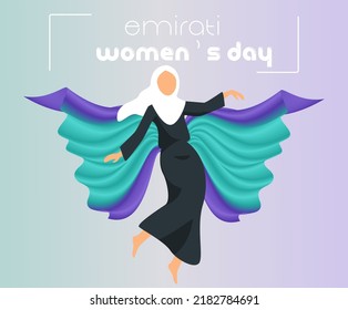 Diseño del Día de la Mujer de los Emiratos con Ilustración del Vector Hijab. Plantilla del Día de la Mujer en los Emiratos Árabes Unidos Adecuada para el fondo del volante de afiches. Día de la Mujer en Emiratos Árabes Unidos, agosto.