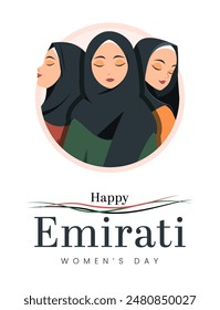 Emirates Women's Day Design with Female with Hijab Vector Illustration. Emirati Womens Day Template Suitable for Poster Banner Flyer Background. UAE Women's Day August.