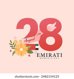 Emirates Women's Day Design with Female with Hijab Vector Illustration. Emirati Womens Day Template Suitable for Poster Banner Flyer Background. UAE Women's Day August.