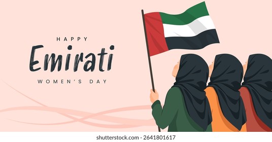 Emirates Women's Day Design with Female with Hijab Vector Illustration. Emirati Womens Day Template Suitable for Poster Banner Flyer Background. UAE Women's Day August.
