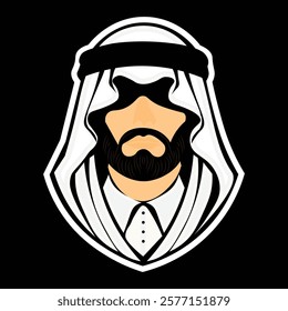  Emirati Arab  wearing Kandura looking at front ideal for Middle East business concept logo vector icon