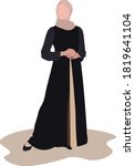 emirati arabic  young muslim woman in the black beautiful abaya and hijab from united arab emirates faceless model