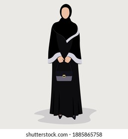 emirati arabic young muslim woman in the black beautiful abaya and hijab from united arab emirates faceless best islamic model