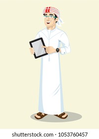 Emirati man hold tab