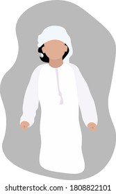 emirati muslim boy child from united arab emirates vector illustration faceless