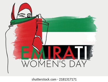 Emirati Women's Day Vector Illustration with UAE Color Palettes.