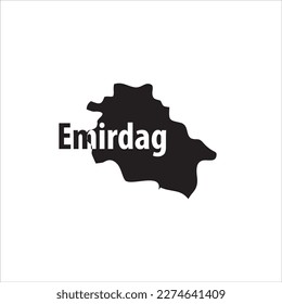 Mapa Emirag y diseño de letras negras sobre fondo blanco
