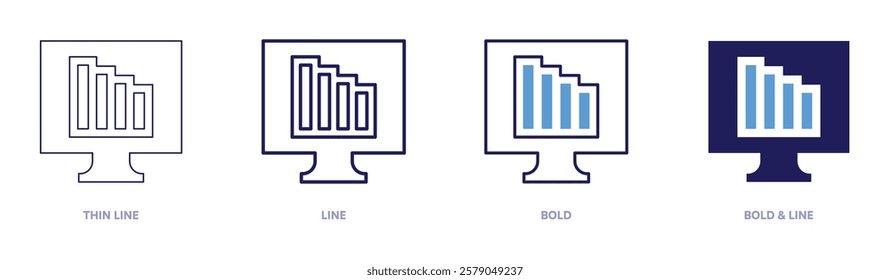 Emission analysis icon in 4 different styles. Thin Line, Line, Bold, and Bold Line. Duotone style. Editable stroke.