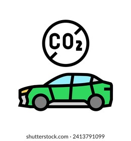 emission free car carbon color icon vector. emission free car carbon sign. isolated symbol illustration