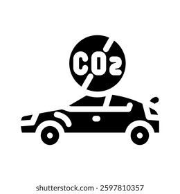emission free car carbon glyph icon vector. emission free car carbon sign. isolated symbol illustration