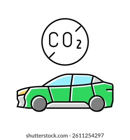 emission free plane carbon color icon vector. emission free plane carbon sign. isolated symbol illustration
