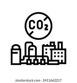 emission free plant carbon line icon vector. emission free plant carbon sign. isolated contour symbol black illustration