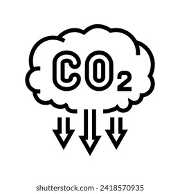 emission reduction carbon line icon vector. emission reduction carbon sign. isolated contour symbol black illustration