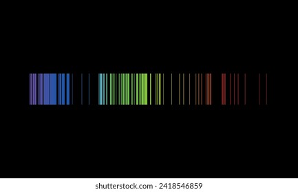 Espectro de emisión de hierro,Líneas espectrales de Fe. Espectro continuo de luz blanca y espectros de línea de luminiscencia de la región visible, concepto de diseño de ilustración vectorial para la educación de química física web